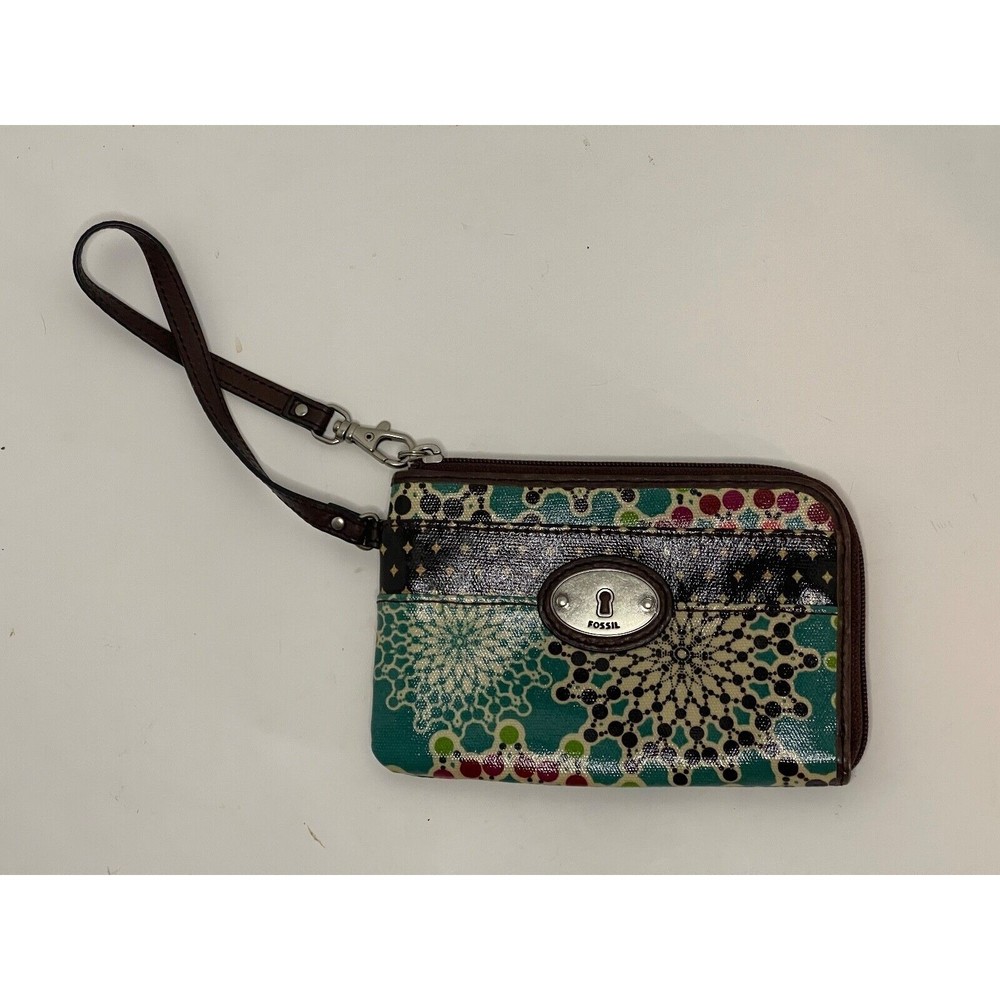 Fossil Key-Per Coated Canvas Zip Around Wallet Clutch